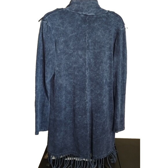 Cover Charge Shrug Sweater Vintage Western Boho Blue Stonewashed Fringe S - Picture 7 of 10